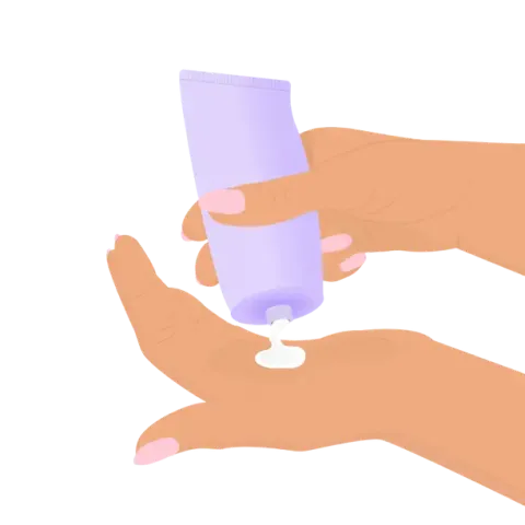 hands squeezing cream