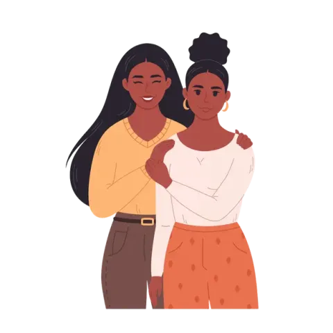 lesbian couple holding eachother