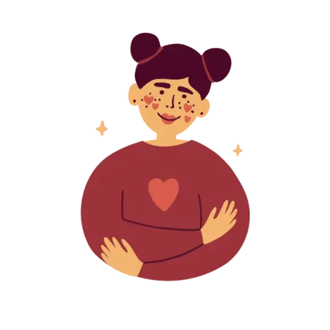 young girl hugging herself